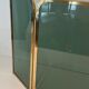 Three-Panel Folding Fire Screen in Tinted Green Glass with Brass Frame