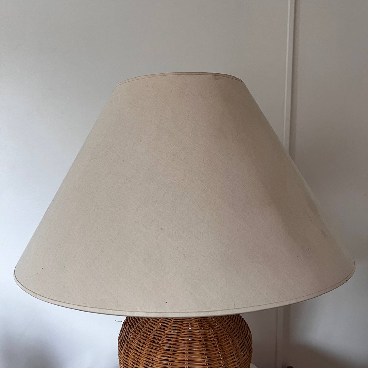 Vintage woven wicker lamp