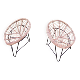 Pair of mid century bamboo and iron pod chairs, 1960s