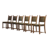 Danish modern brutalist oak dining chairs by Henning Kjærnulf, 1960s, set of 6