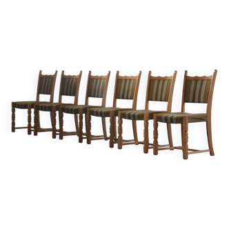 Chaises de salle à manger danoises modernes, de style brutaliste, en chêne, par Henning Kjærnulf, années 1960, lot de 6