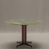 Onyx and brass dining table after Ignazio Gardella