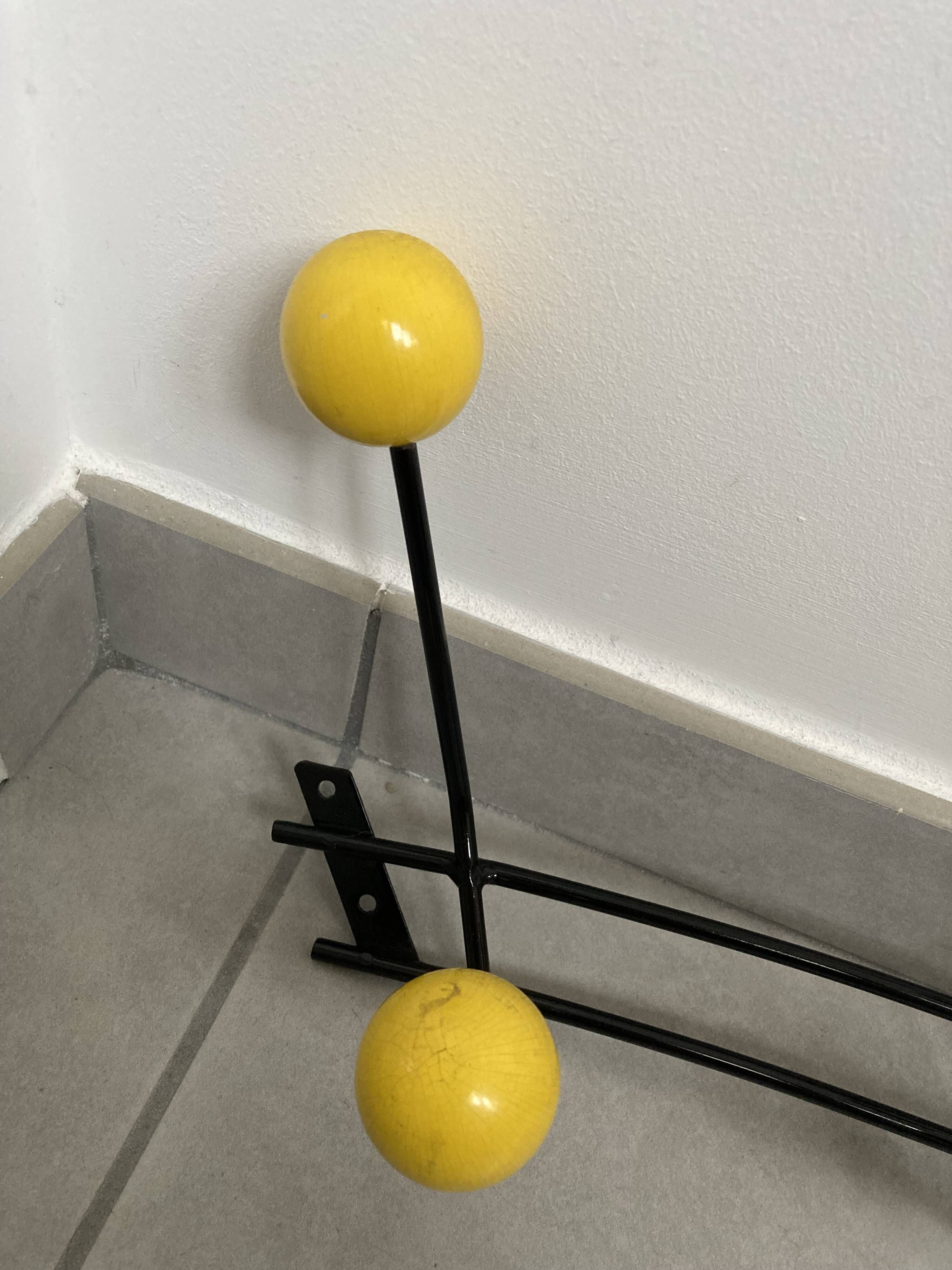 Metal coat rack with 6 wooden balls, 1950s-1960s