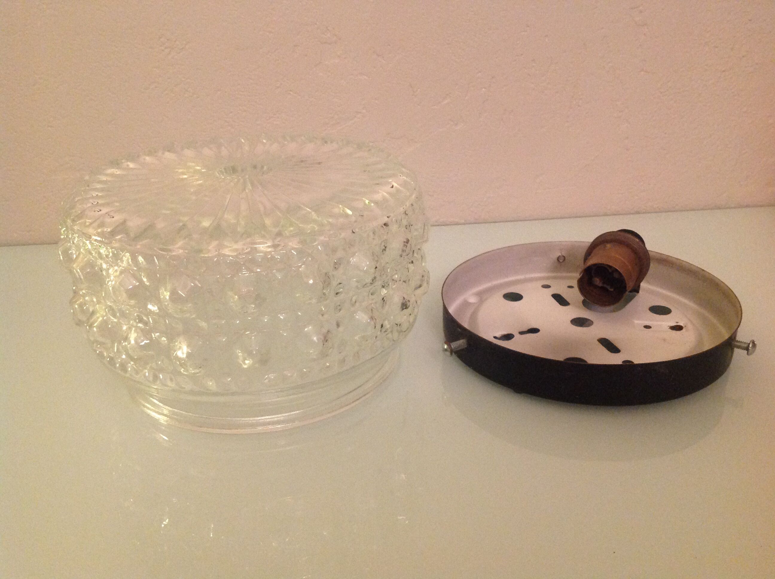 Round ceiling light glass, ground edge diamond