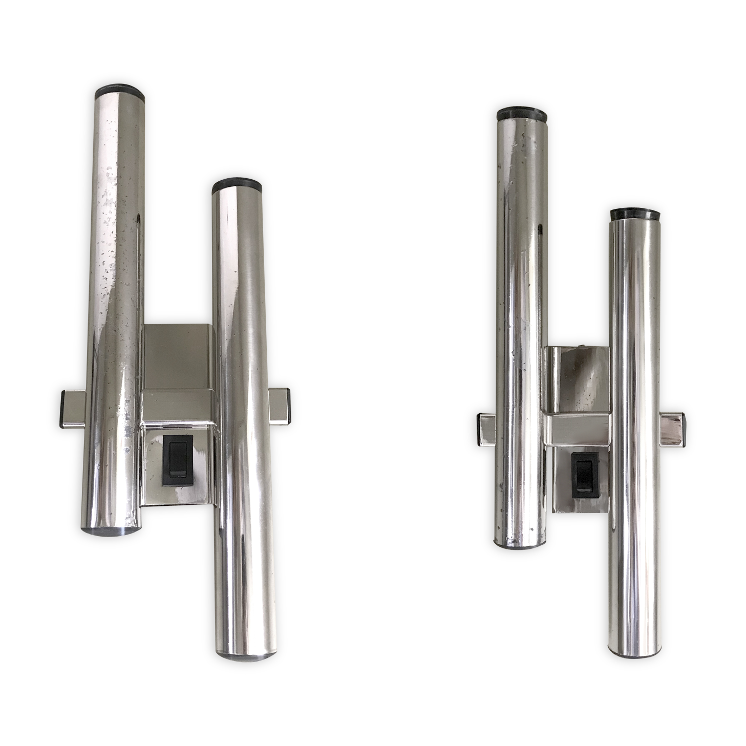 Pair of chromed sconces