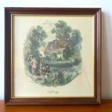 Set of 4 framed antique prints - 4 seasons