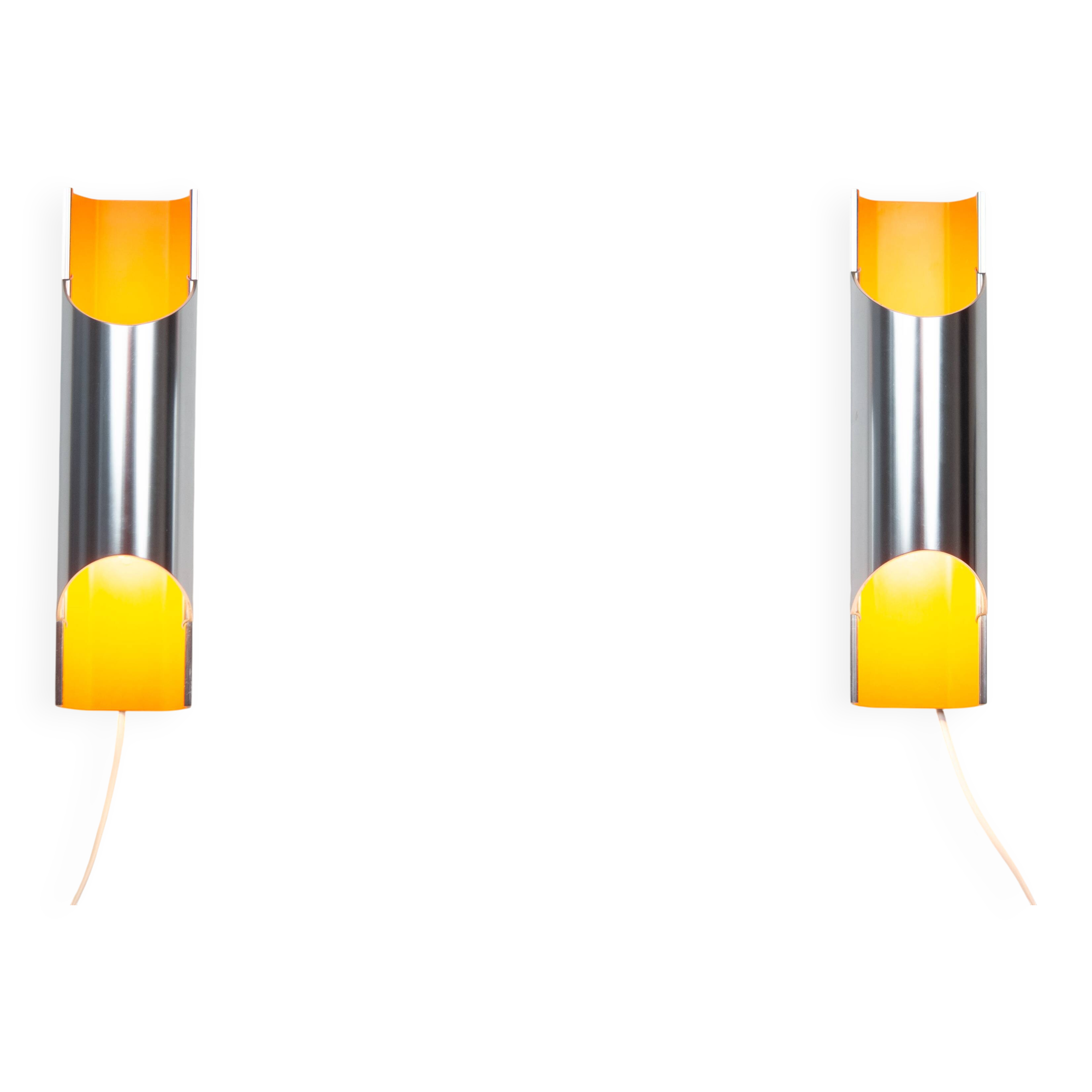 Pair of Danish vintage wall lamps Pandean by Bent Karlby, Lyfa, 1960s