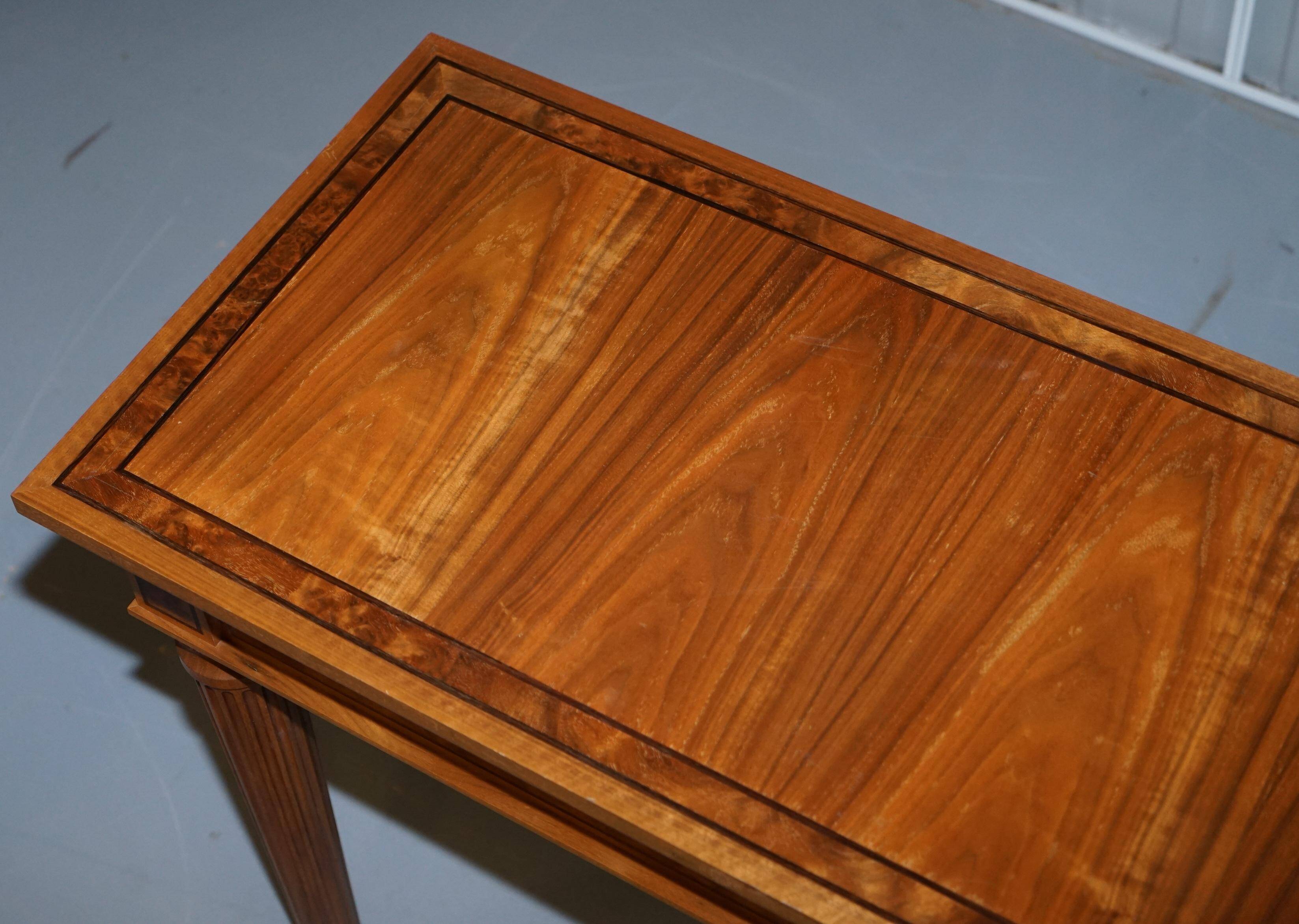 Pair of console tables David Linley 1993 walnut burr