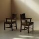 Pair of modernist armchairs in solid oak, France, circa 1940.