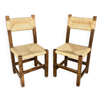 Pair of straw chairs