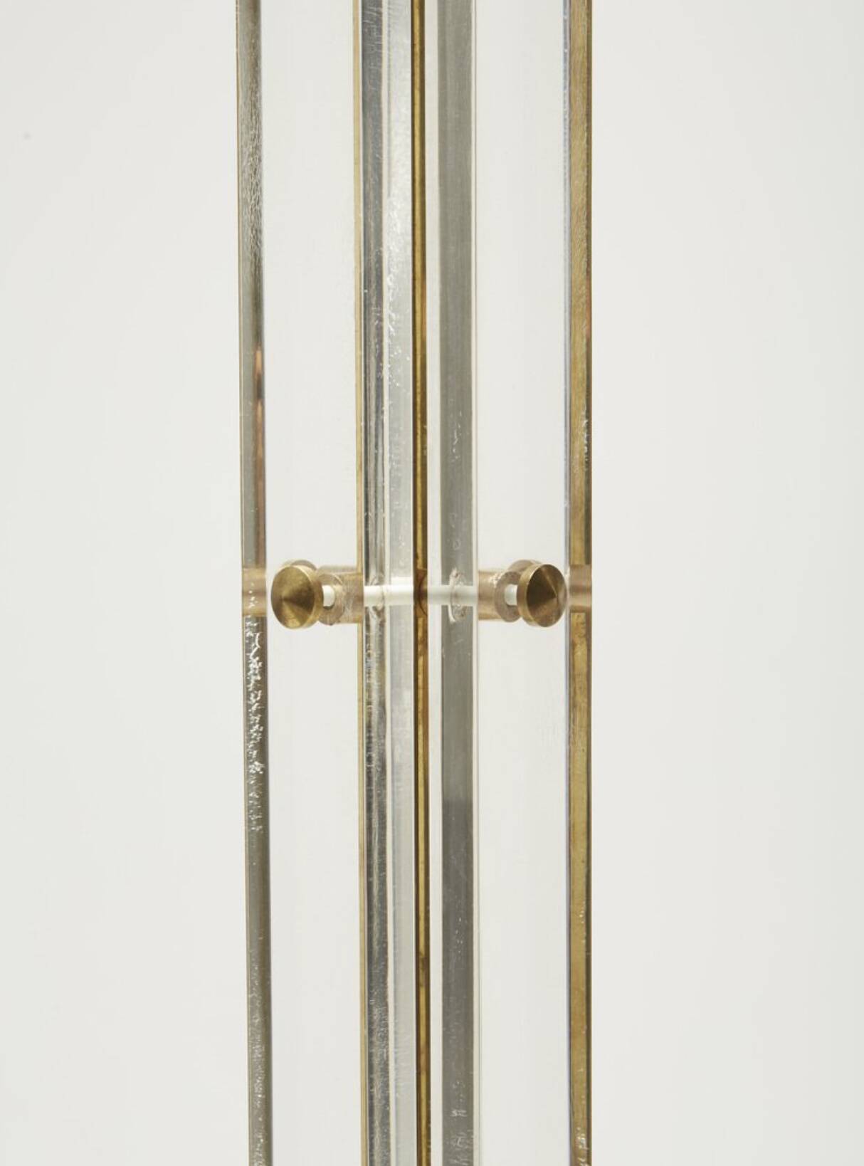 Acrylic glass and brass floor lamp Hollywood Regency, 1970s