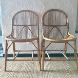 Pair of rattan basket chairs 1960
