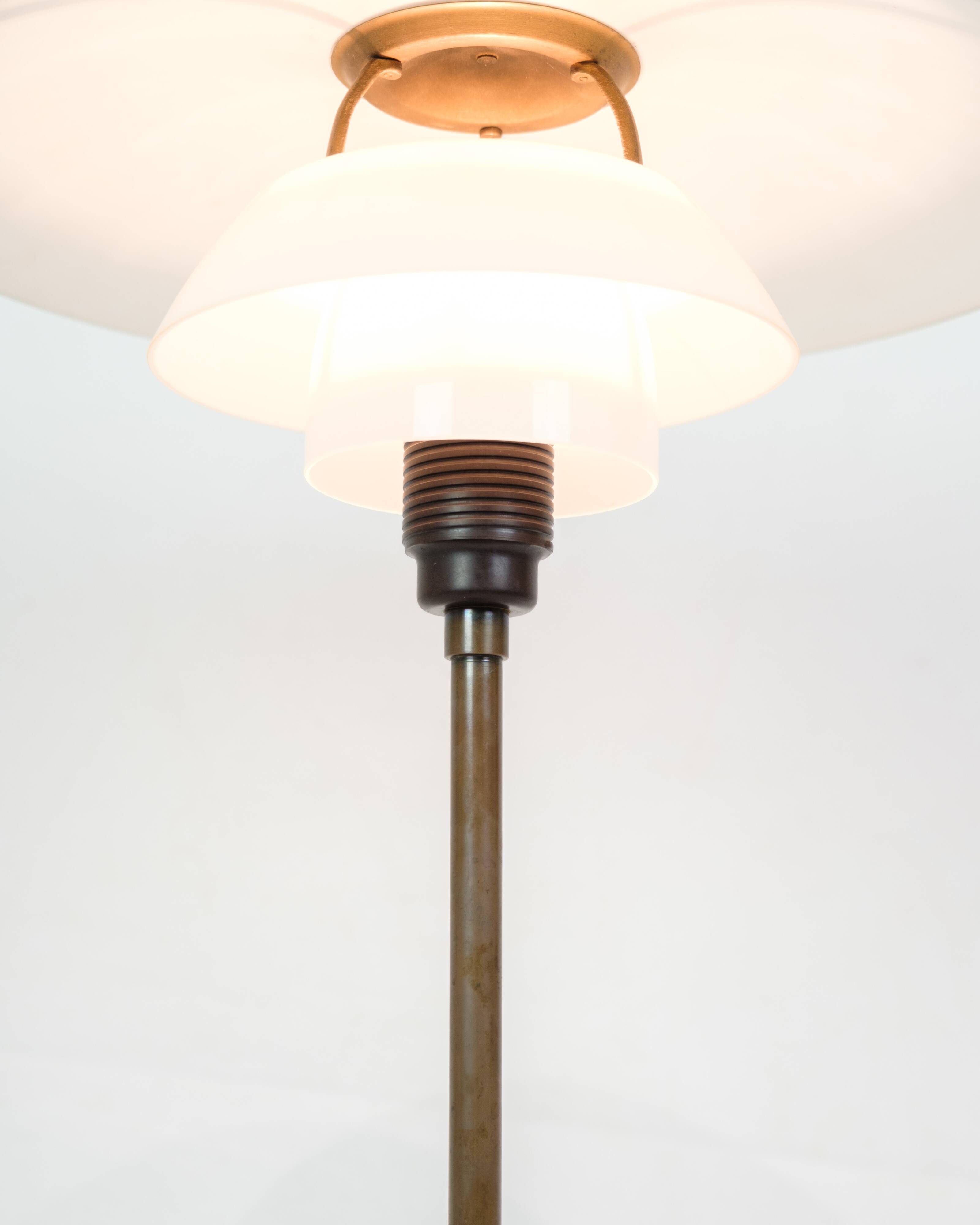 Table Lamp PH 4/2½ Made With White Opal Glass & Burnished Brass By Poul Henningsen From 1930s