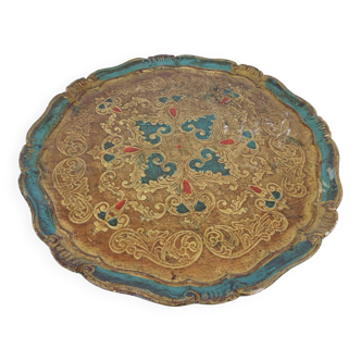 Florentine tray hand painted circular shape