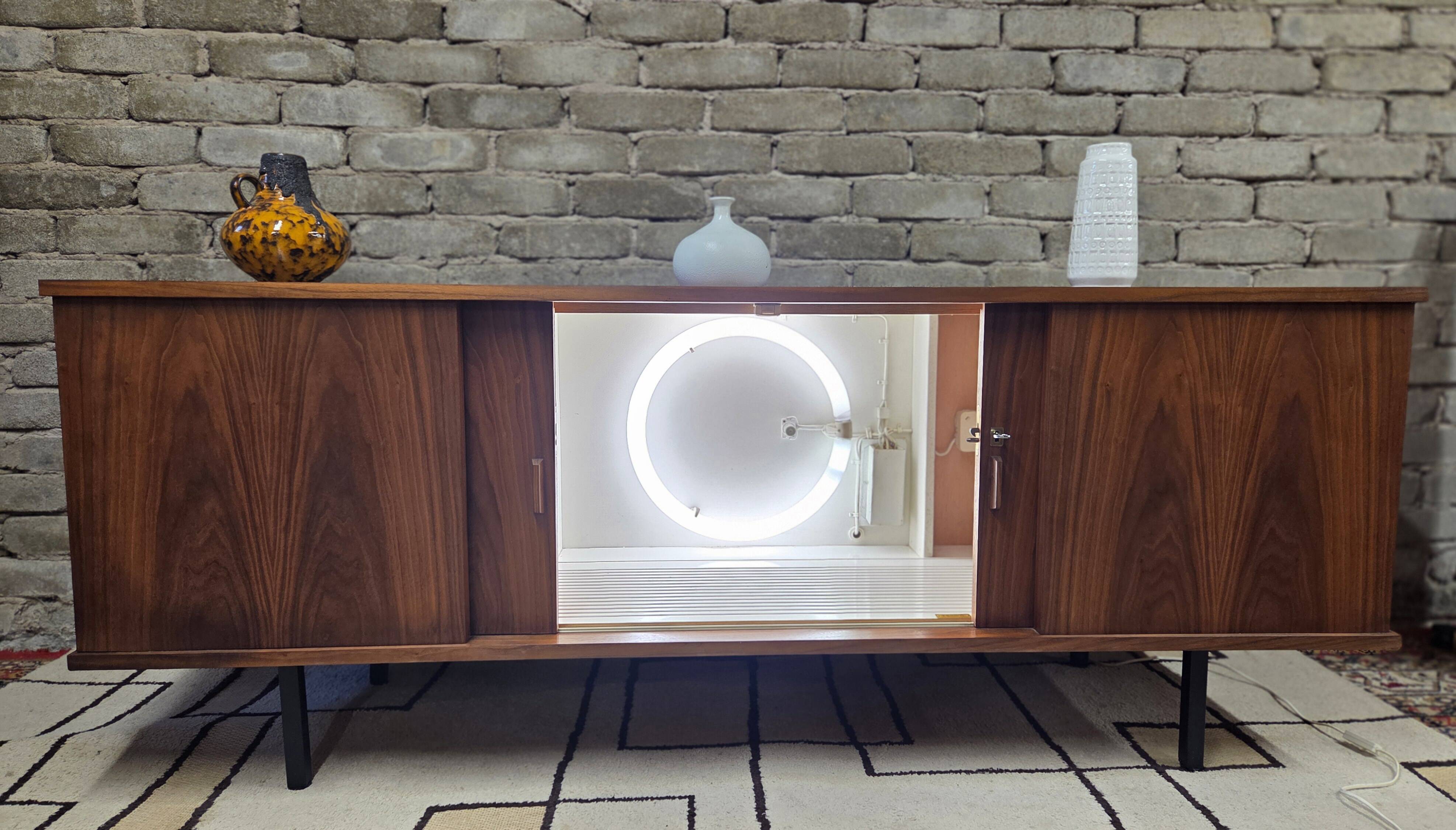 Vintage teak Scandinavian bar cabinet from the 1960s.
