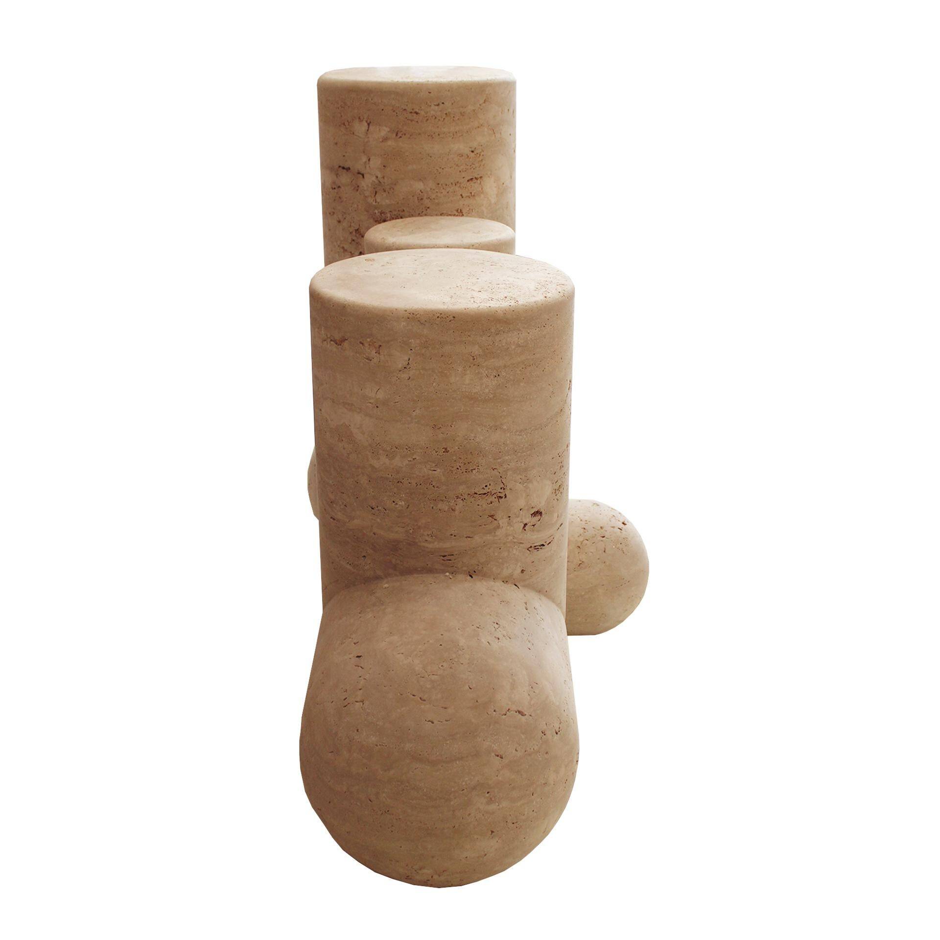 Pepe Guerrero MTC5 Console Table in Cream Travertine, Organic Modern