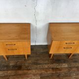 Pair of nightstands feet spindles bedside end of vintage sofa old 1950 1960 retro