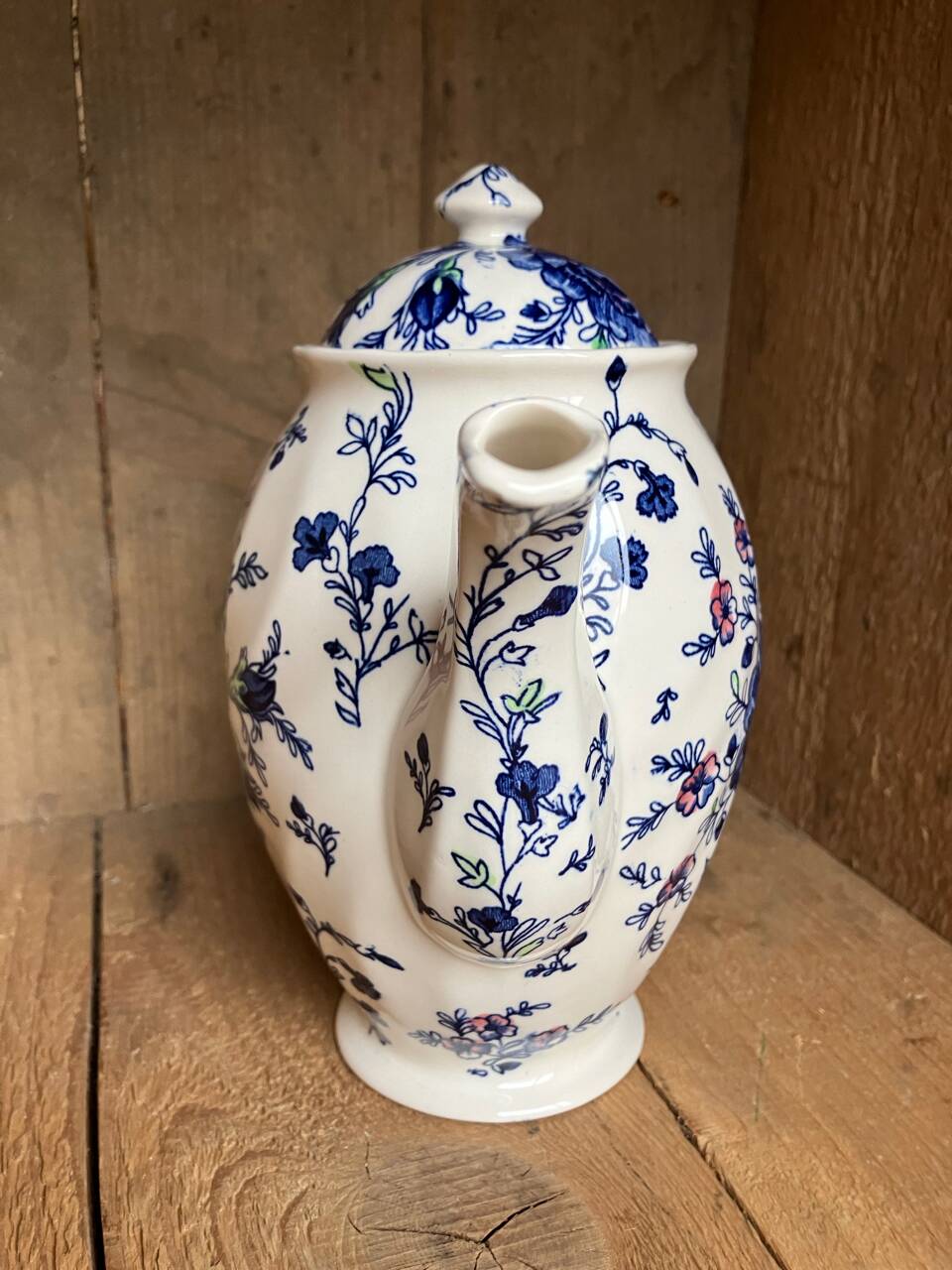 Vintage Johnson Bros Rose Chintz blue coffee maker