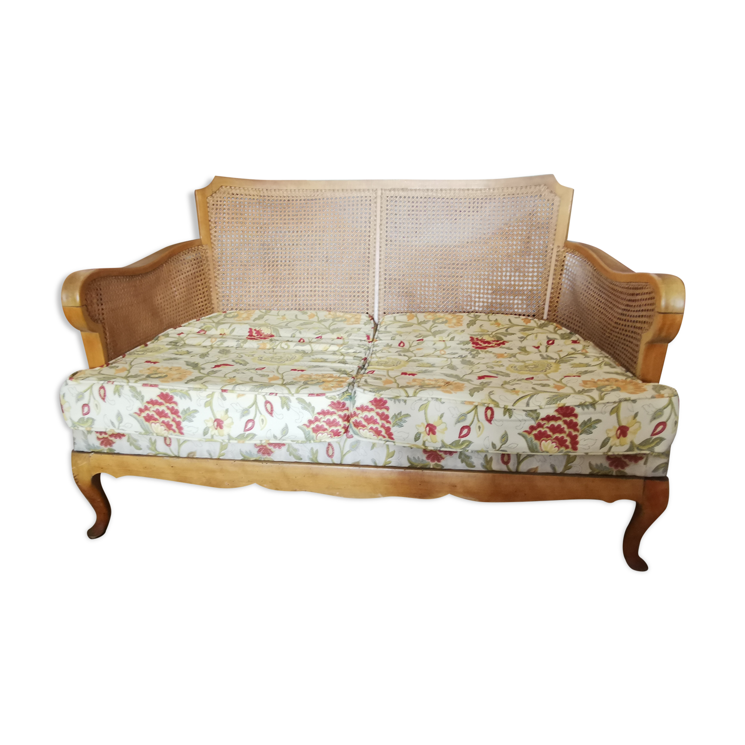 Vintage English sofa in caning