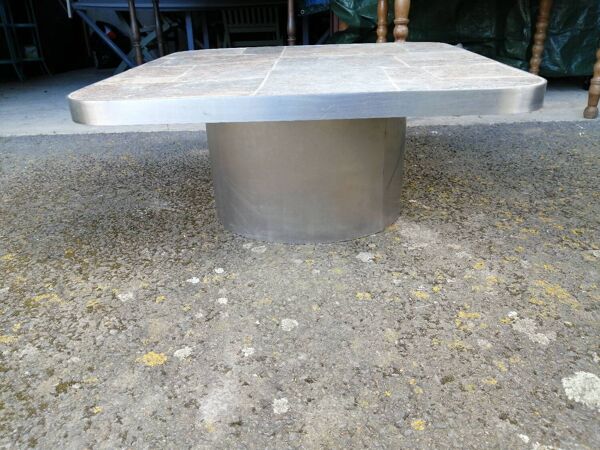 Table basse metal et ardoise