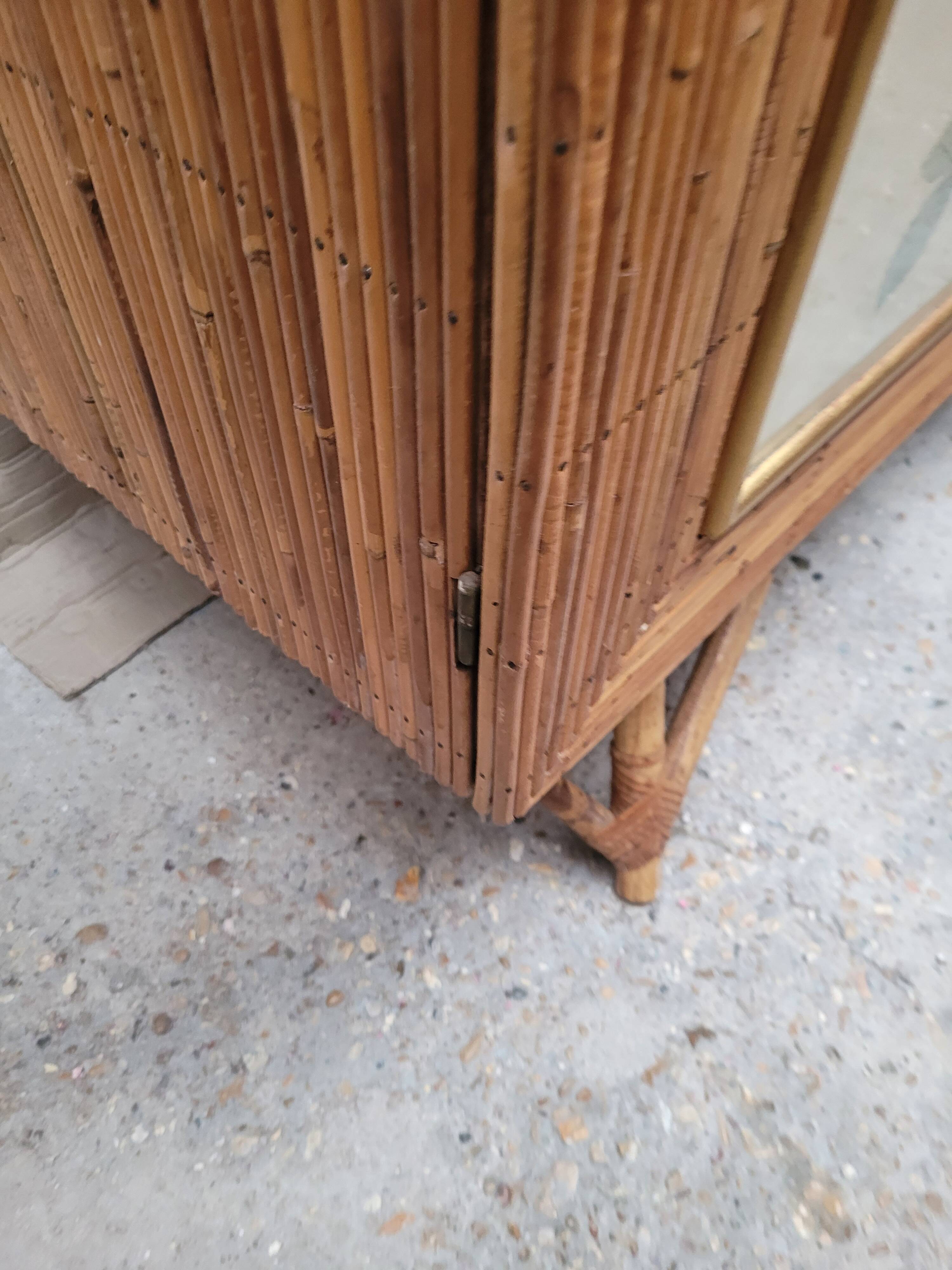 Vintage 1960s split bamboo and rattan wardrobe