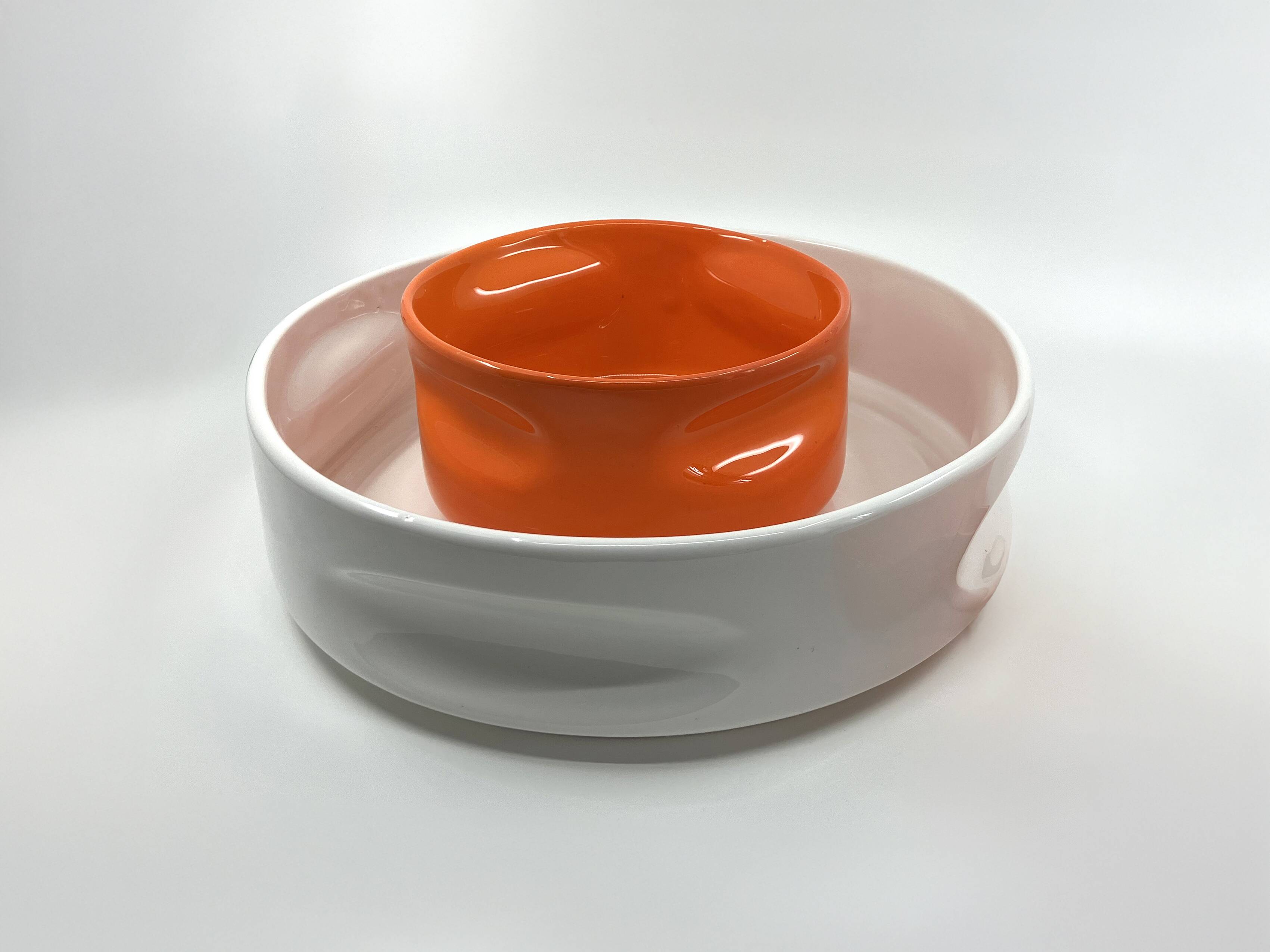 2 Form ceramic dishes • Design B. Devaux • Space Age • 1969