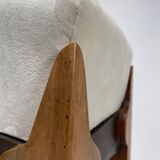 Mid-Century Italian Wooden Stool with Velvet Seat, 1950s