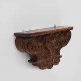 Antique wooden wall mounted carved console, France ca. 1850
