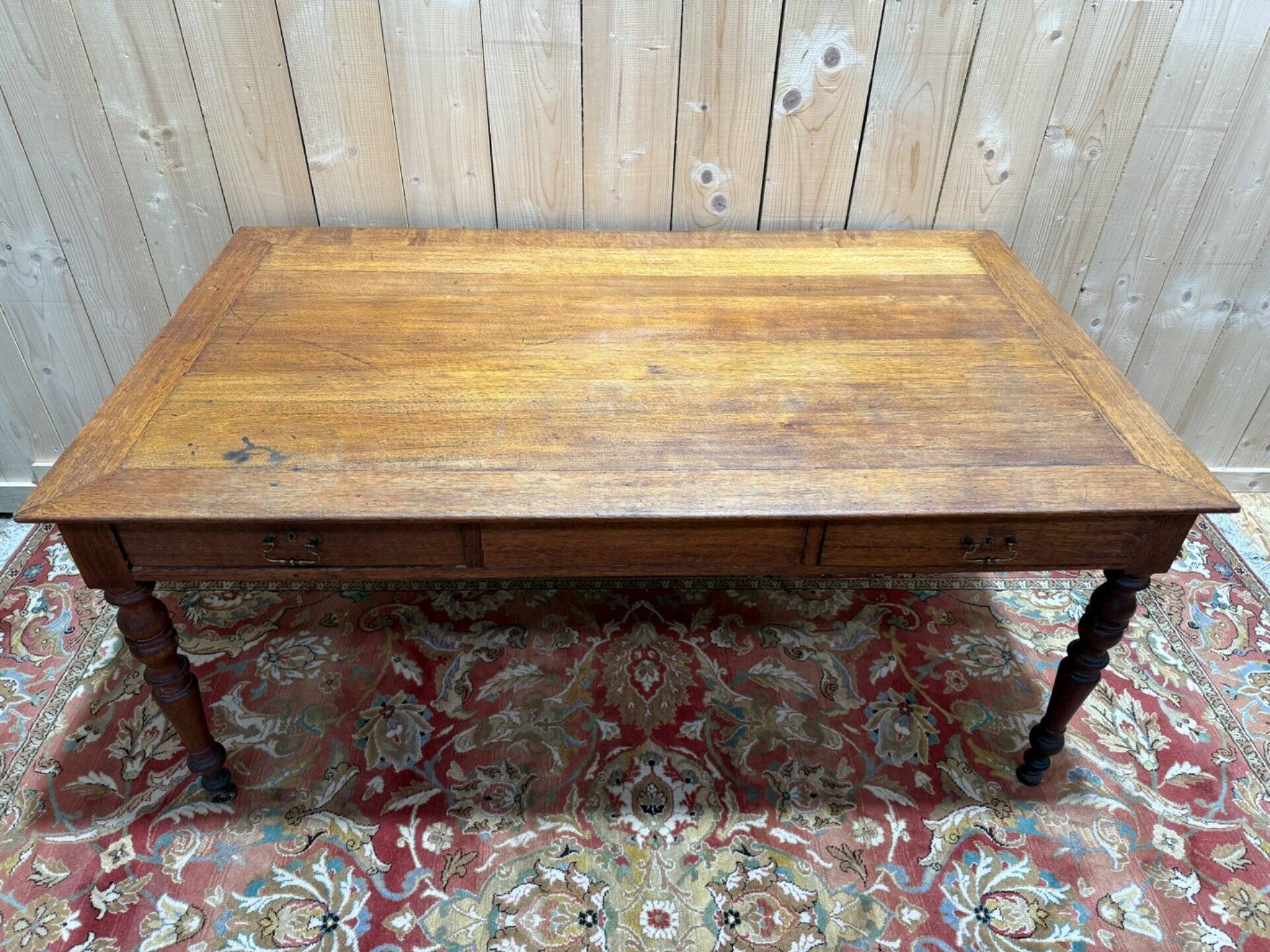 Table de ferme - Bureau en chêne massif époque Louis Philippe