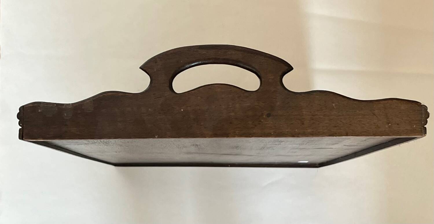 Antique wooden tray with marquetry signed Gallé
