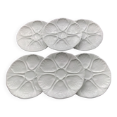 6 Assiettes à huitres en porcelaine de Limoges blanche