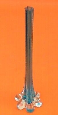 1970s soliflore vase " elephant foot " transparent glass / turquoise
