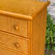 Dresser and its bedside table in cane rattan and vintage oak from the 1970s.