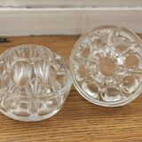 2 vintage Reims glass flower picks