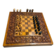 Chess and backgammon set in carved wood and marquetry