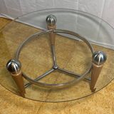 Table basse Rocket en bois et verre, 1970