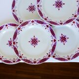 6 flat ironstone plates from Moulin des Loups and Hamage, Madeleine model