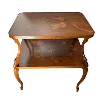Pedestal table with two inlaid trays xx century School Of Nancy