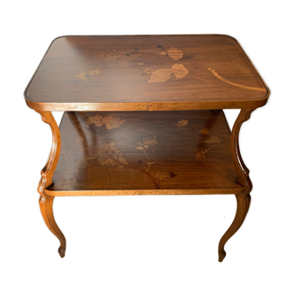 Pedestal table with two inlaid trays xx century School Of Nancy