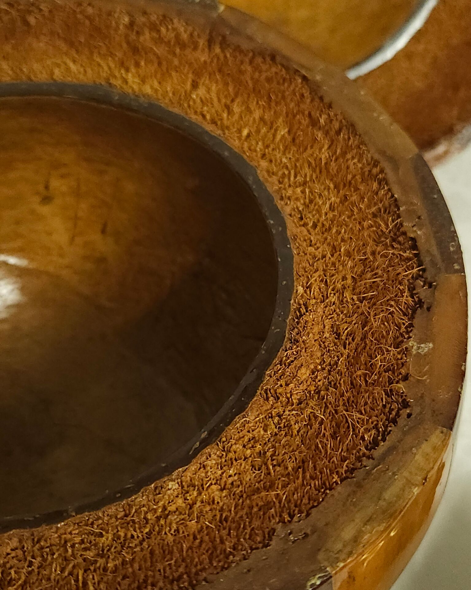 Seau à glaçons noix de coco marqueterie vintage