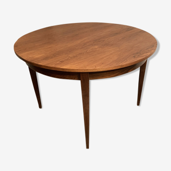 Table de repas ronde danoise en palissandre, années 60 extensible, rallonge papillon