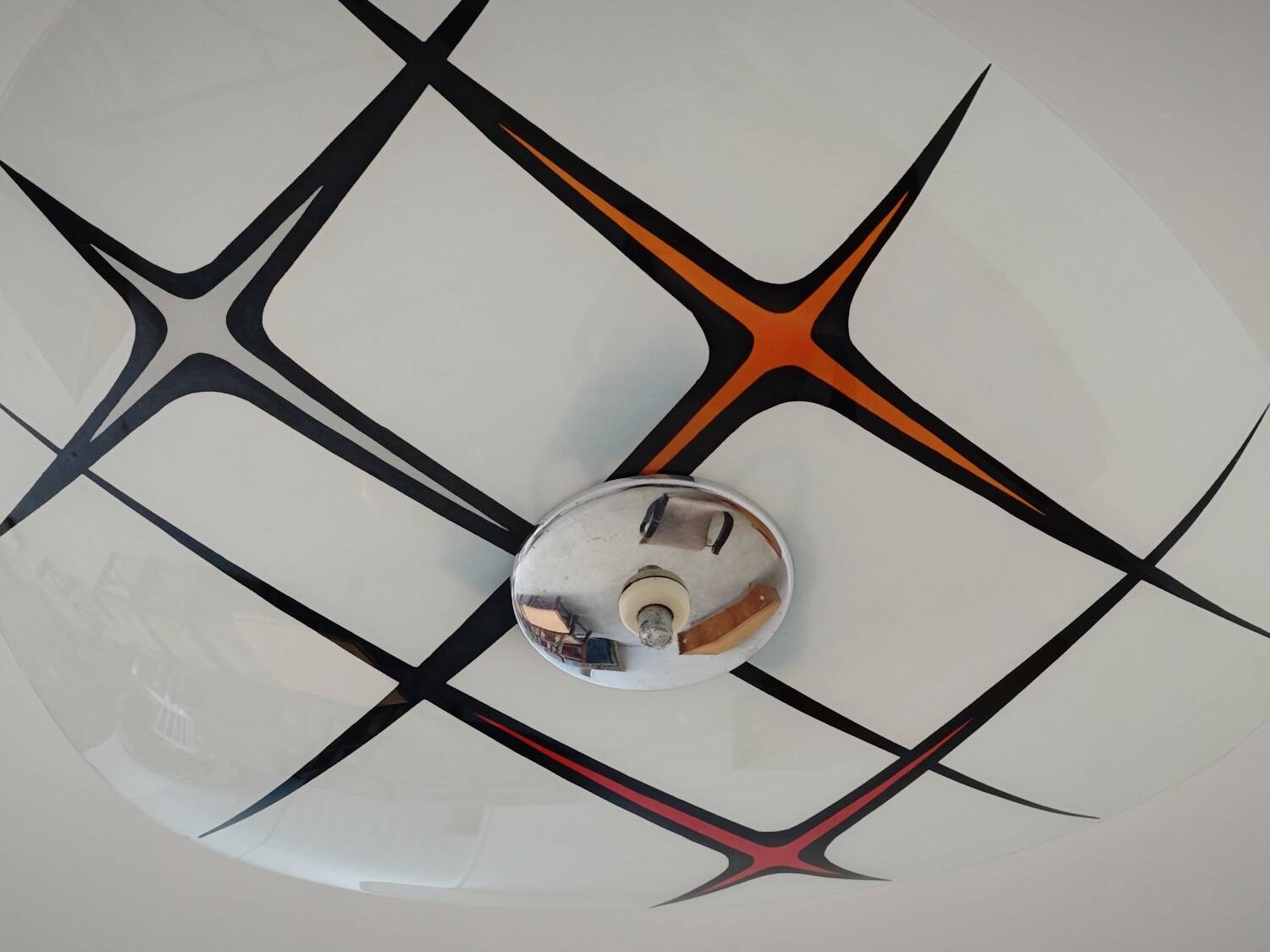 Modernist Czechoslovakian Zukov pendant light, geometric pattern, 1960