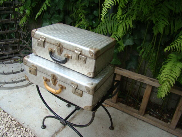 Lot of two old aluminum suitcase