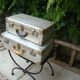 Lot of two old aluminum suitcase