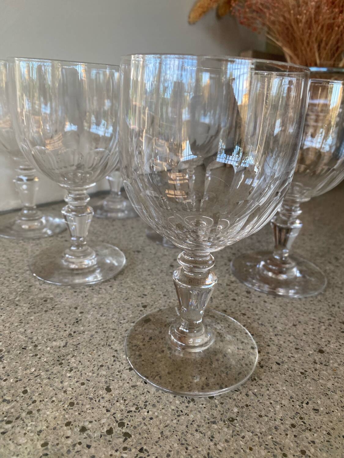 Set of 6 large Baccarat crystal wine glasses, balloon model