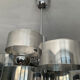 Chrome metal Space Age Sciolari chandelier from the 1970s.