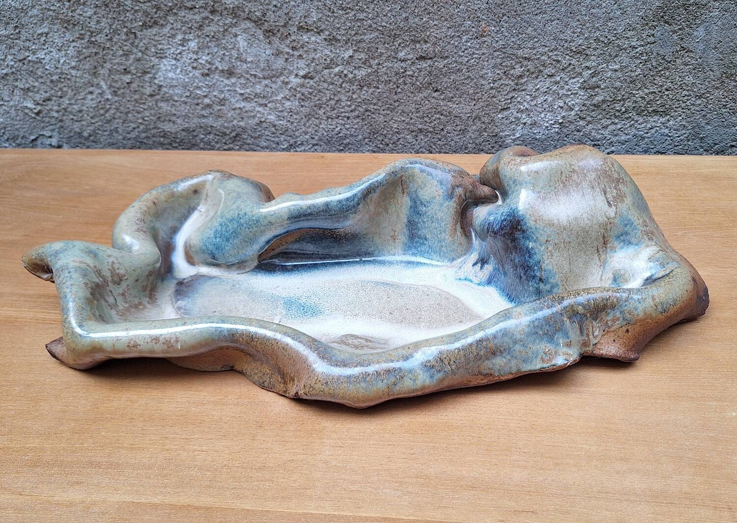 Free-form ceramic trinket tray by Alain and Nadia Pinel