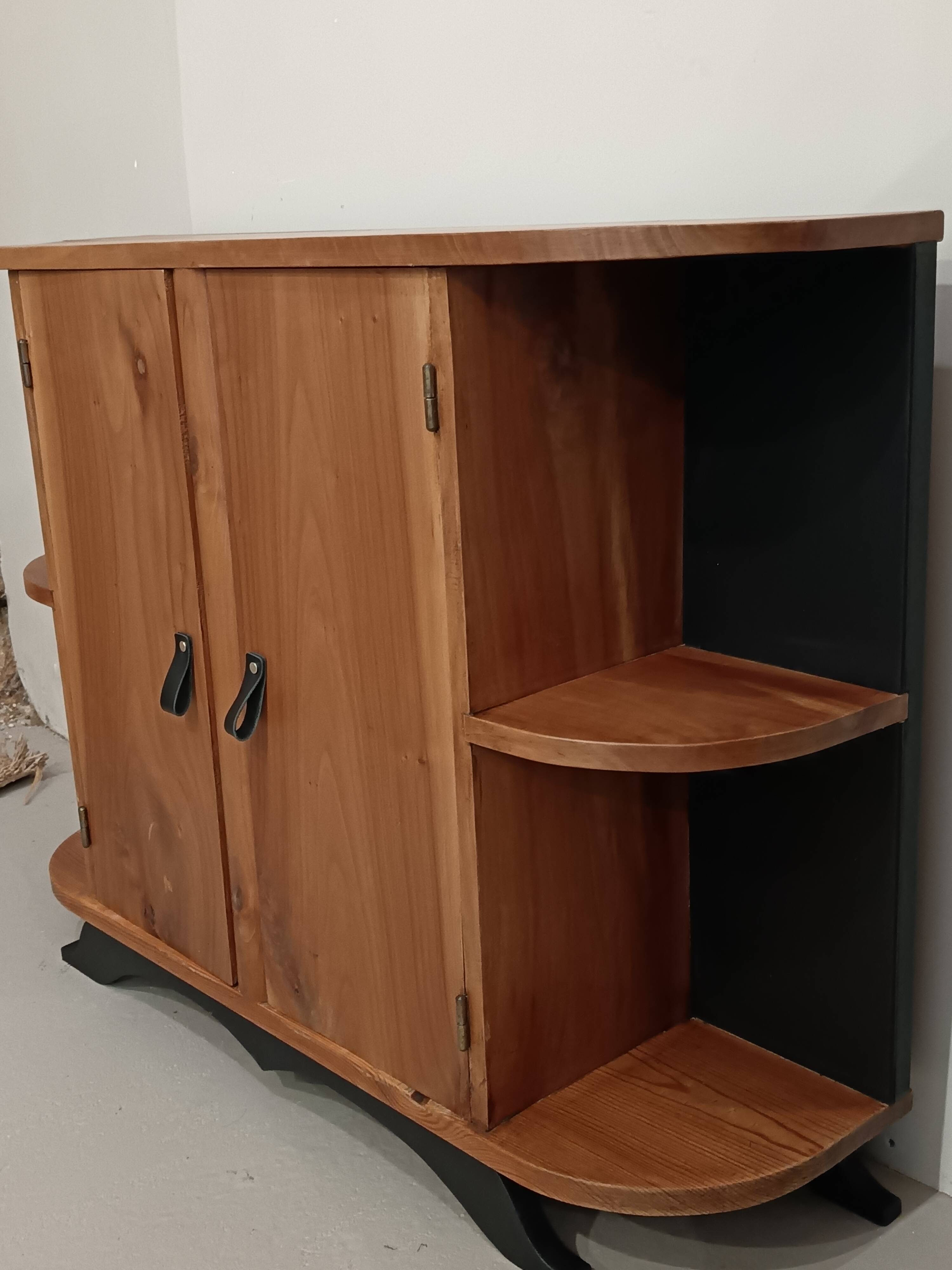 Small buffet or console in natural and black wood