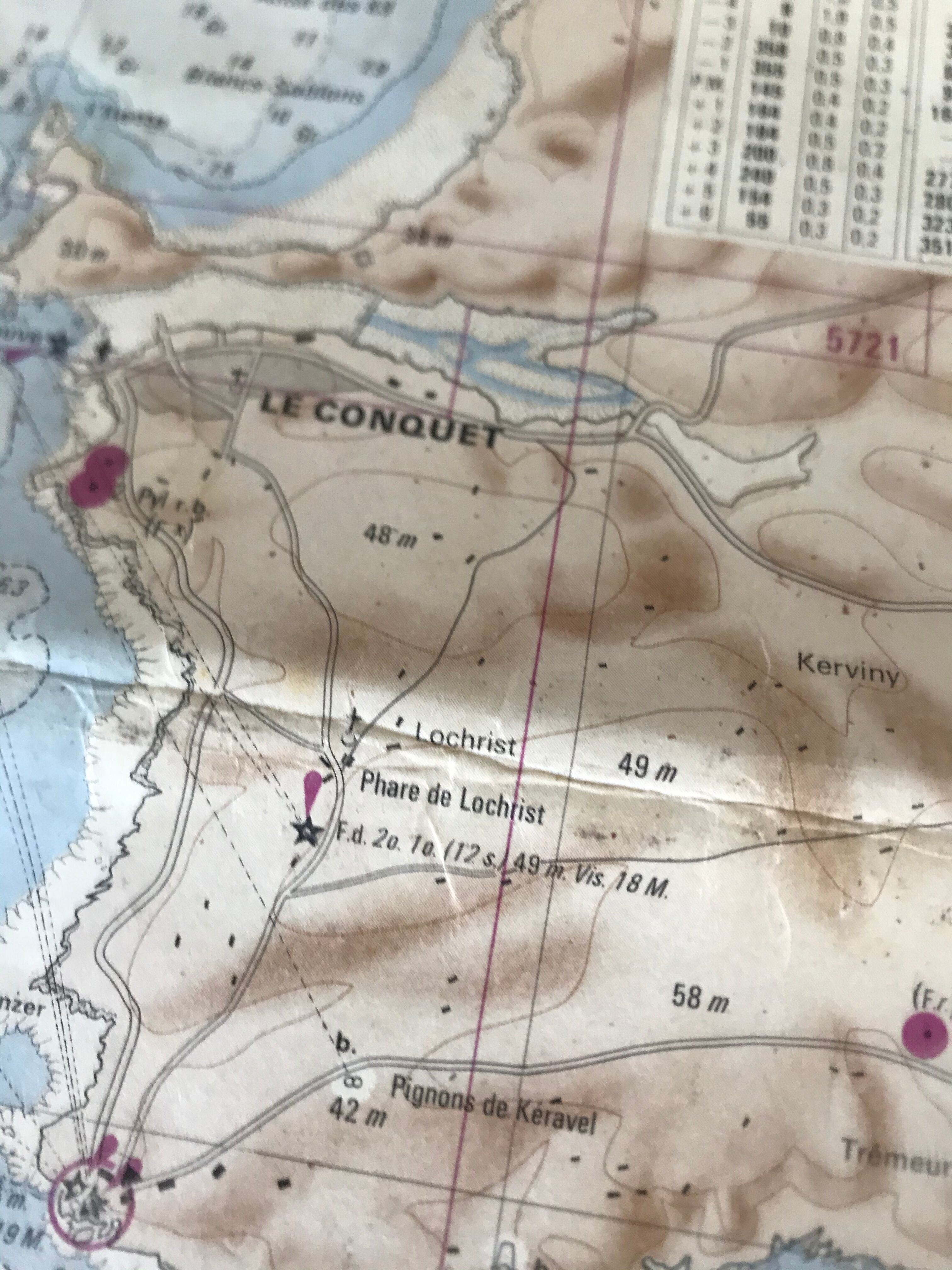 Old nautical charts on the breton coast