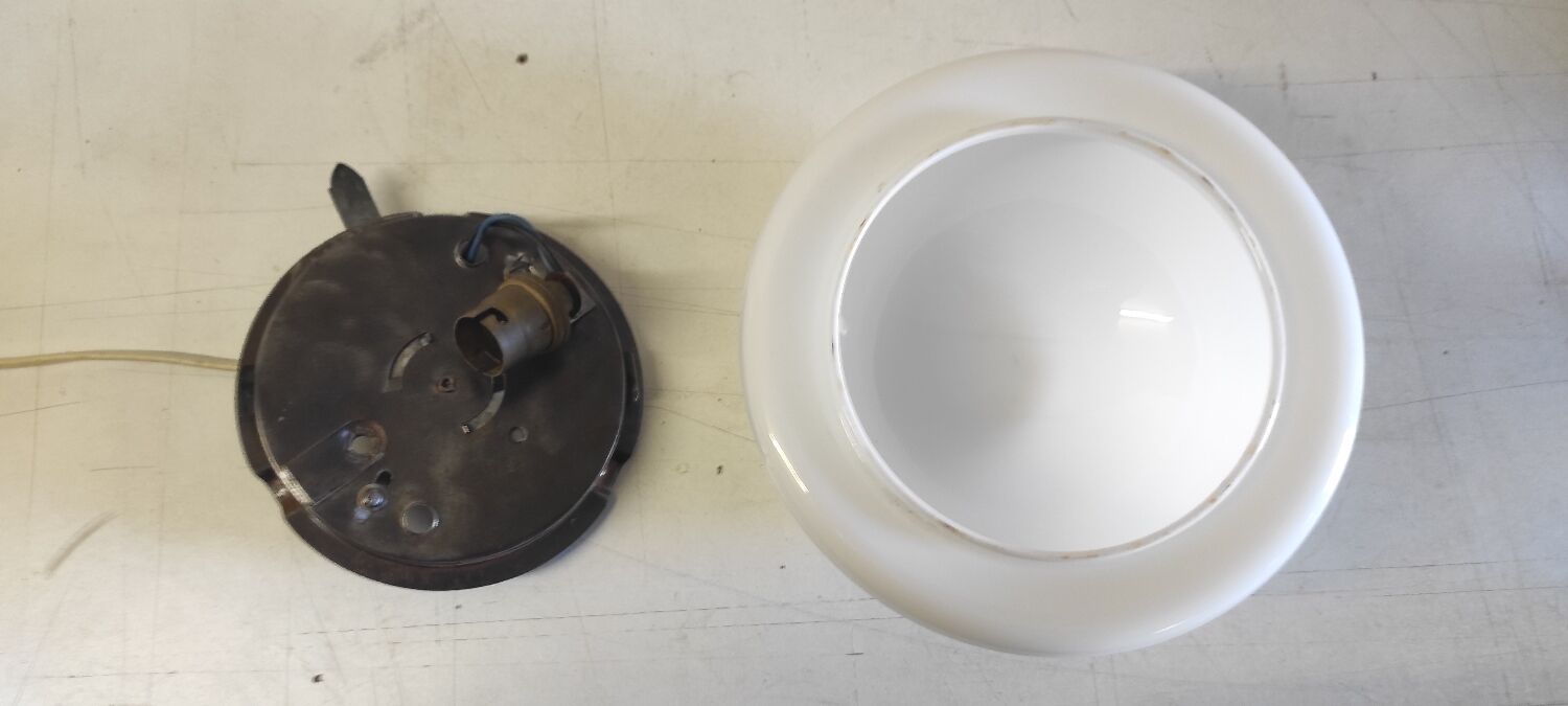 Ceiling light or globe wall lamp opaline diameter 20 cm - mid 20th century